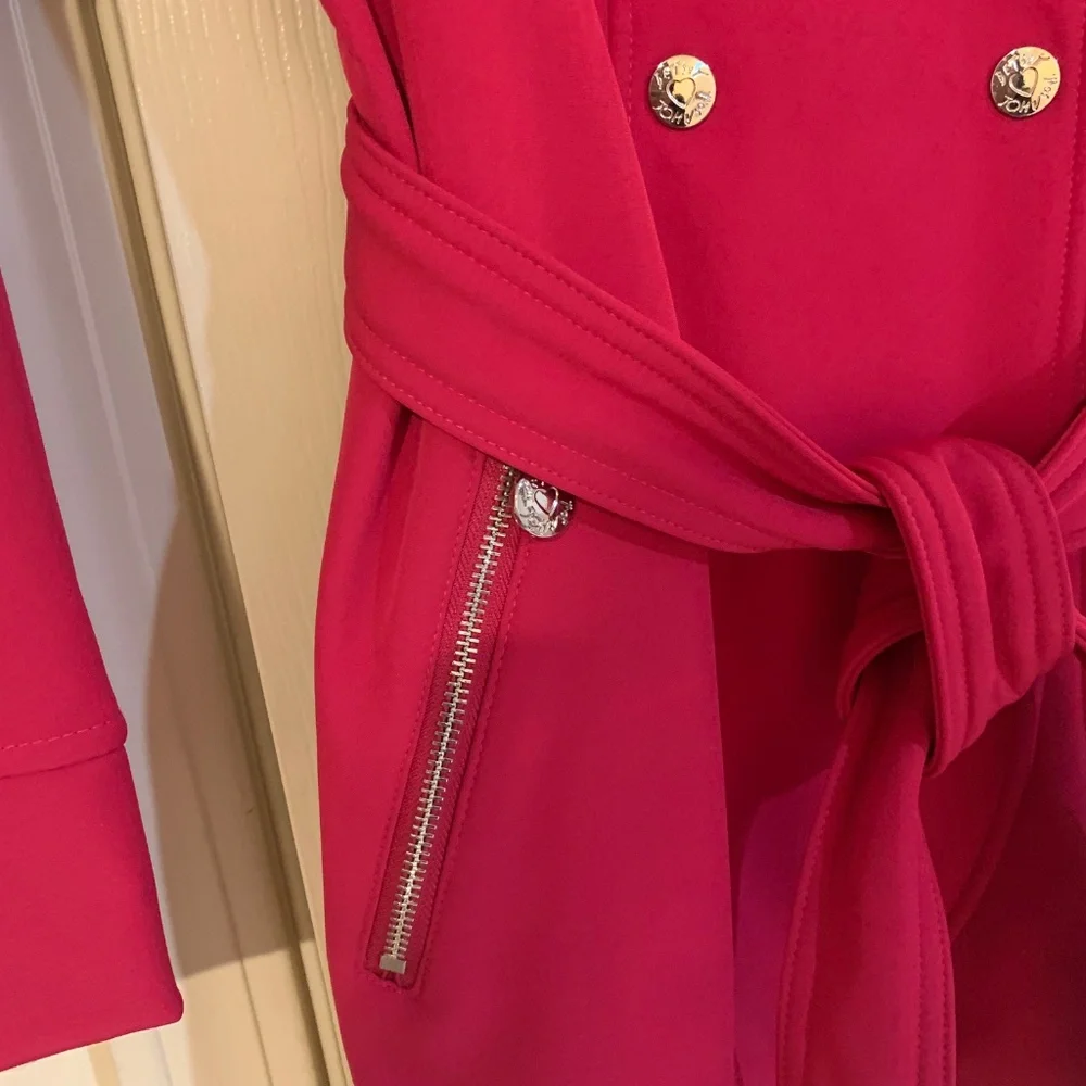 Betsy Johnson Pink Hooded Belted Jacket sz S